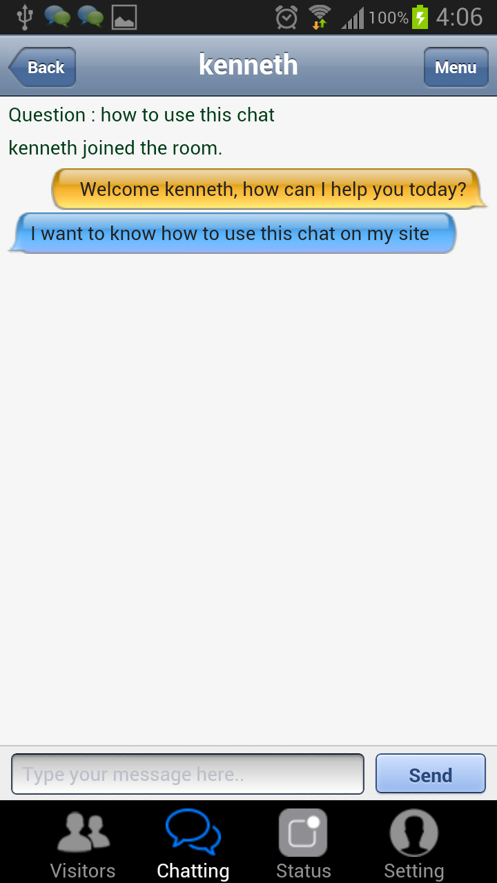 Mobile chat window
